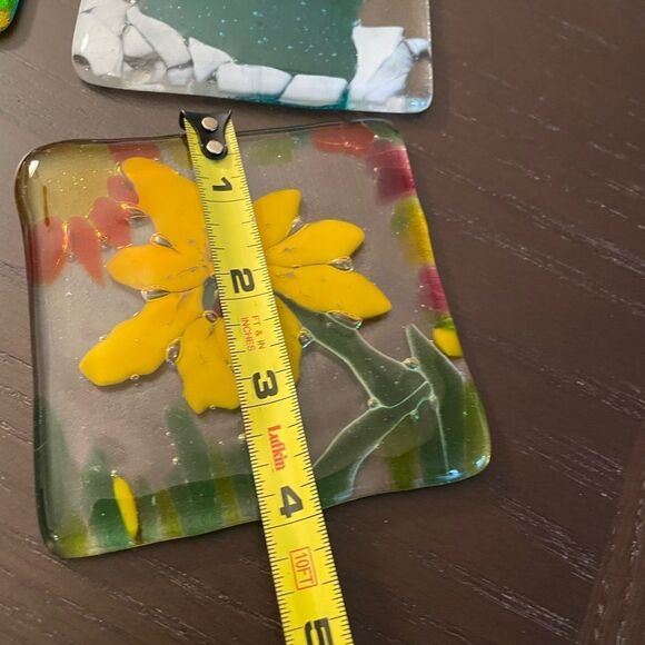 Glass Mosaic Colorful Coasters Yard Art set of 4 - Picture 10 of 13